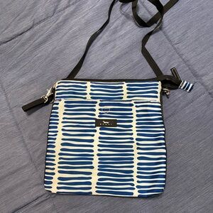 Stylish Blue and White Crossbody Bag inside zip pocket